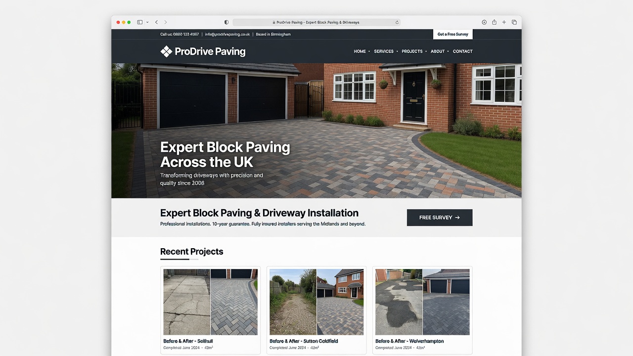 Sample driveway website design