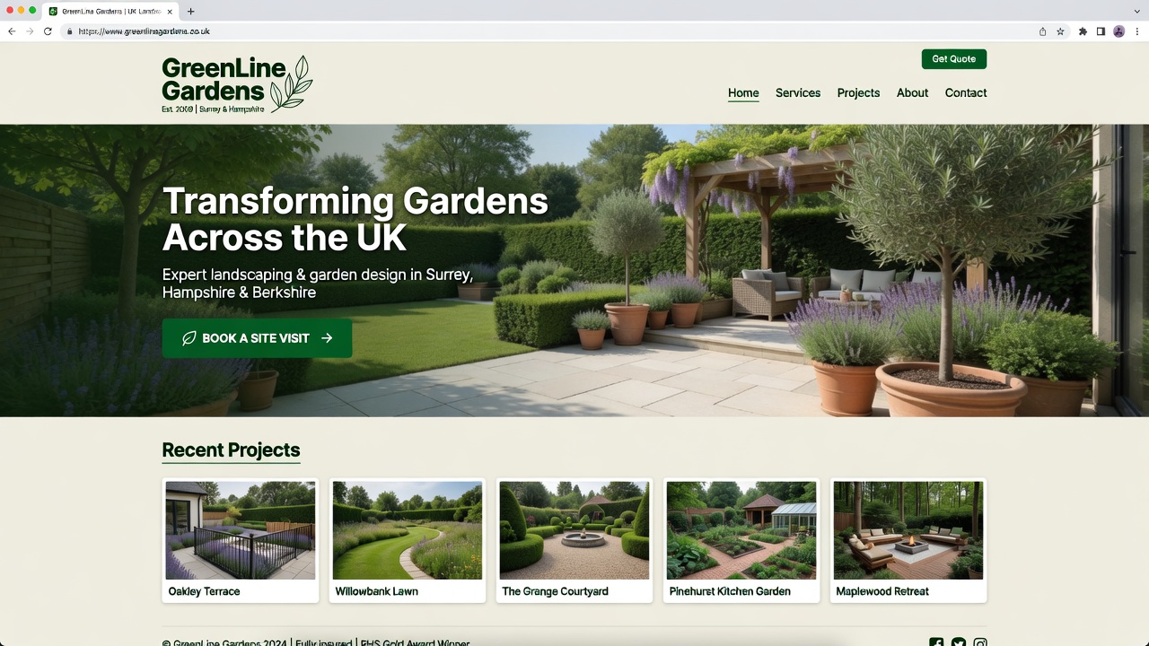 Sample landscaper website design
